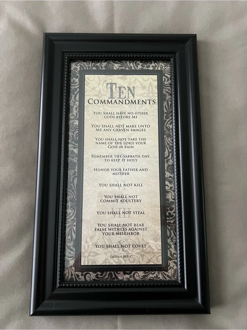 Carpentree Ten Commandments Wall Art framed in Black